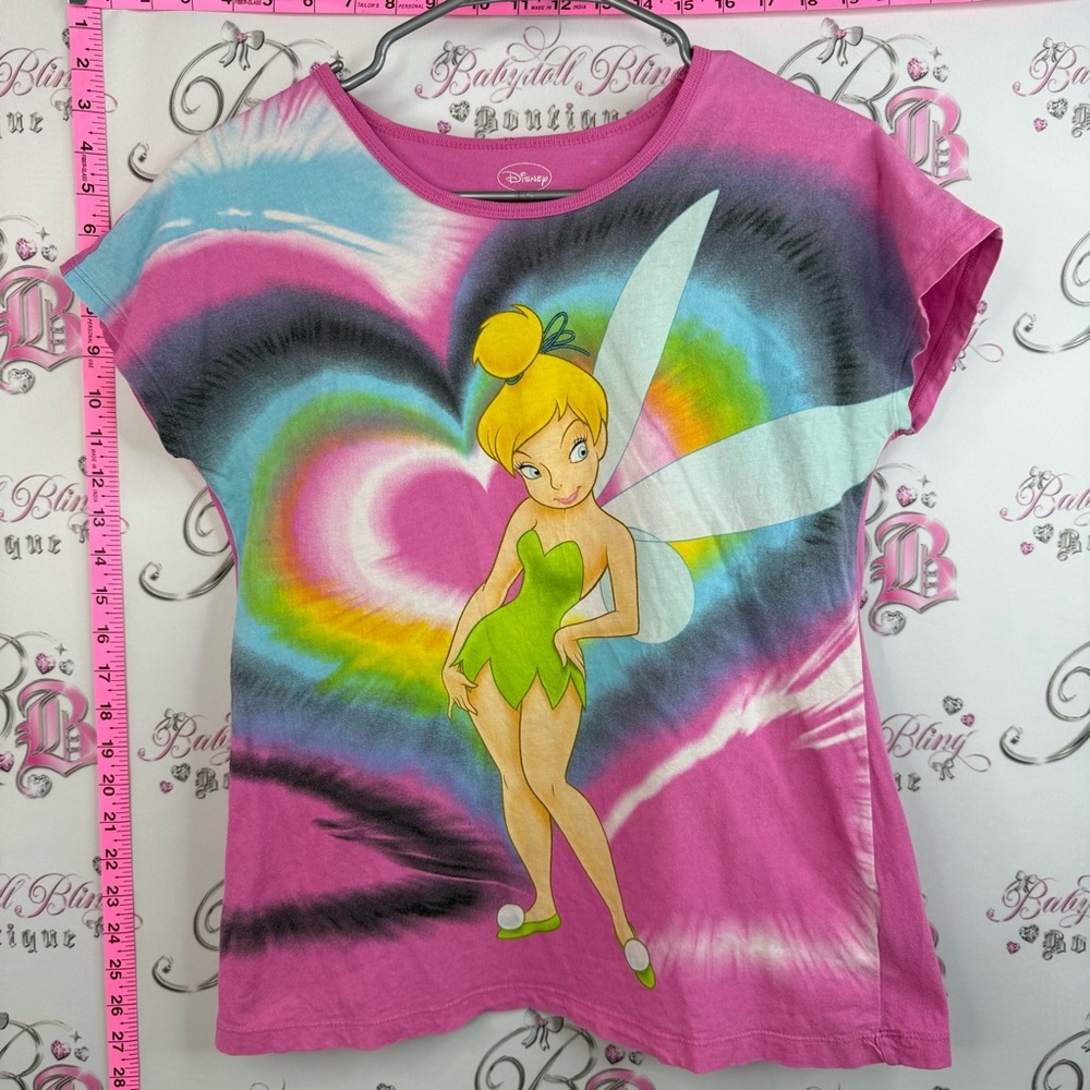 Disney T-shirt princess tinkerbell Peter Pan Pink Tie-Dye Graphic Tee